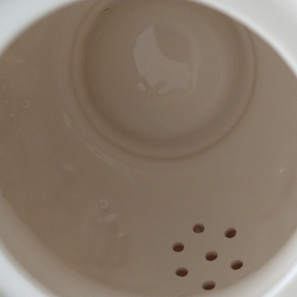 Porcelain white teapot 10 1/2" wide x 7" french country cottagecore shabby chic - Picture 2 of 5